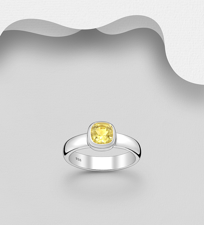 Wholesale 925 Sterling Silver Solitaire Ring, Decorated with Various Gemstones - SKU #883-7857