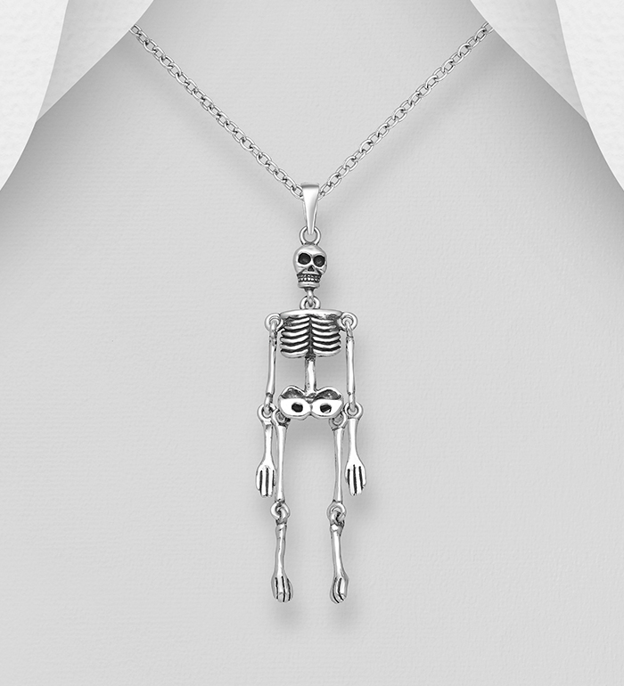 Wholesale 925 Sterling Silver Oxidized Skeleton Pendant - SKU #768-572
