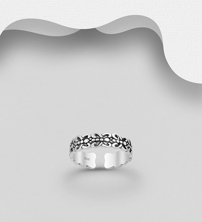 Wholesale 925 Sterling Silver Adjustable Oxidized Butterfly Toe Ring - SKU #792-1127