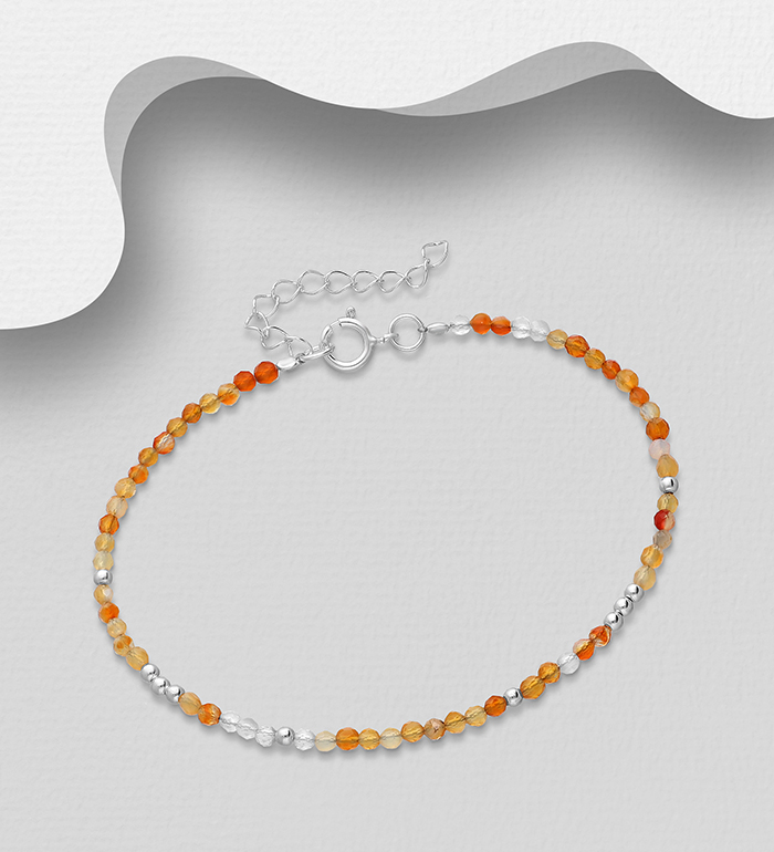 781-6821 - Wholesale 925 Sterling Silver Bracelet, Decorated with Various Gemstone Beads