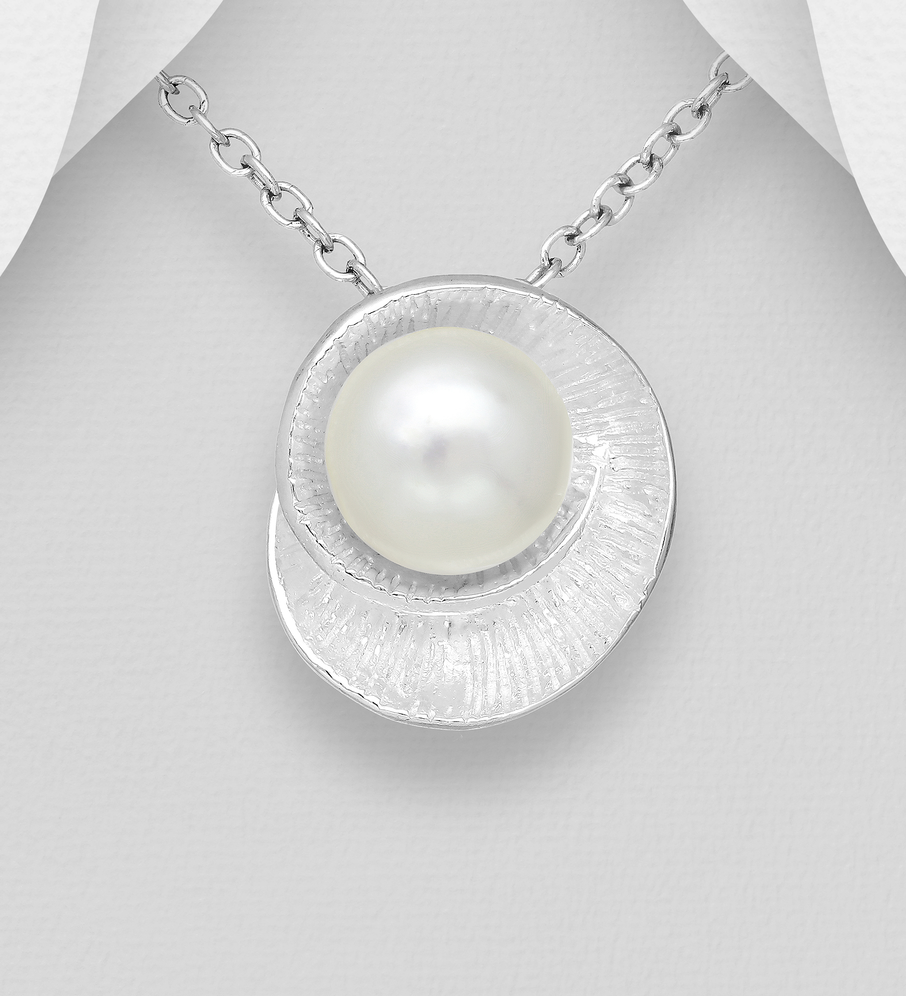 Wholesale 925 Sterling Silver Pendant, Decorated with Freshwater Pearl - SKU #382-5797