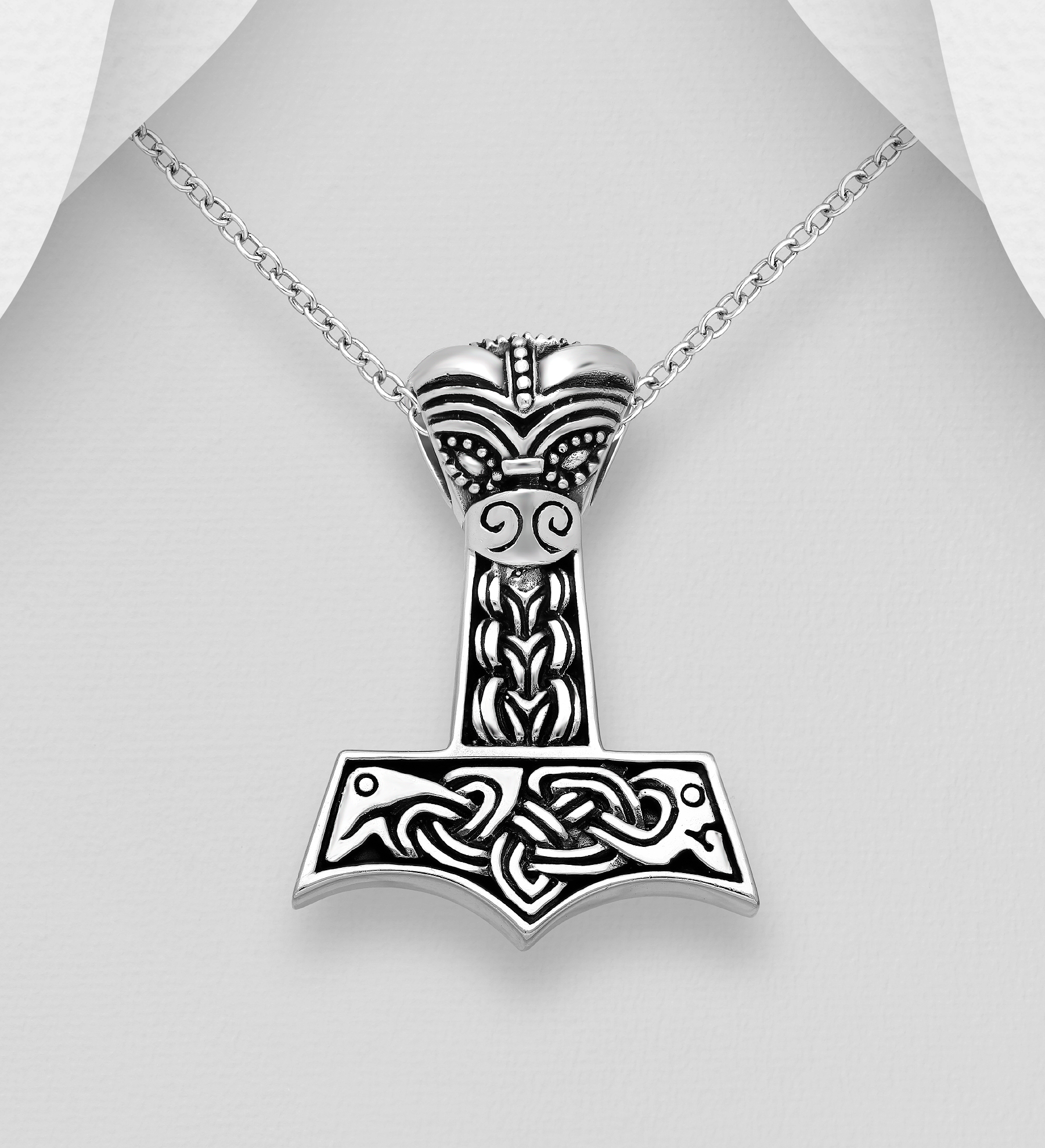 Wholesale 925 Sterling Silver Oxidized Celtic and Hammer Pendant - SKU #767-1493