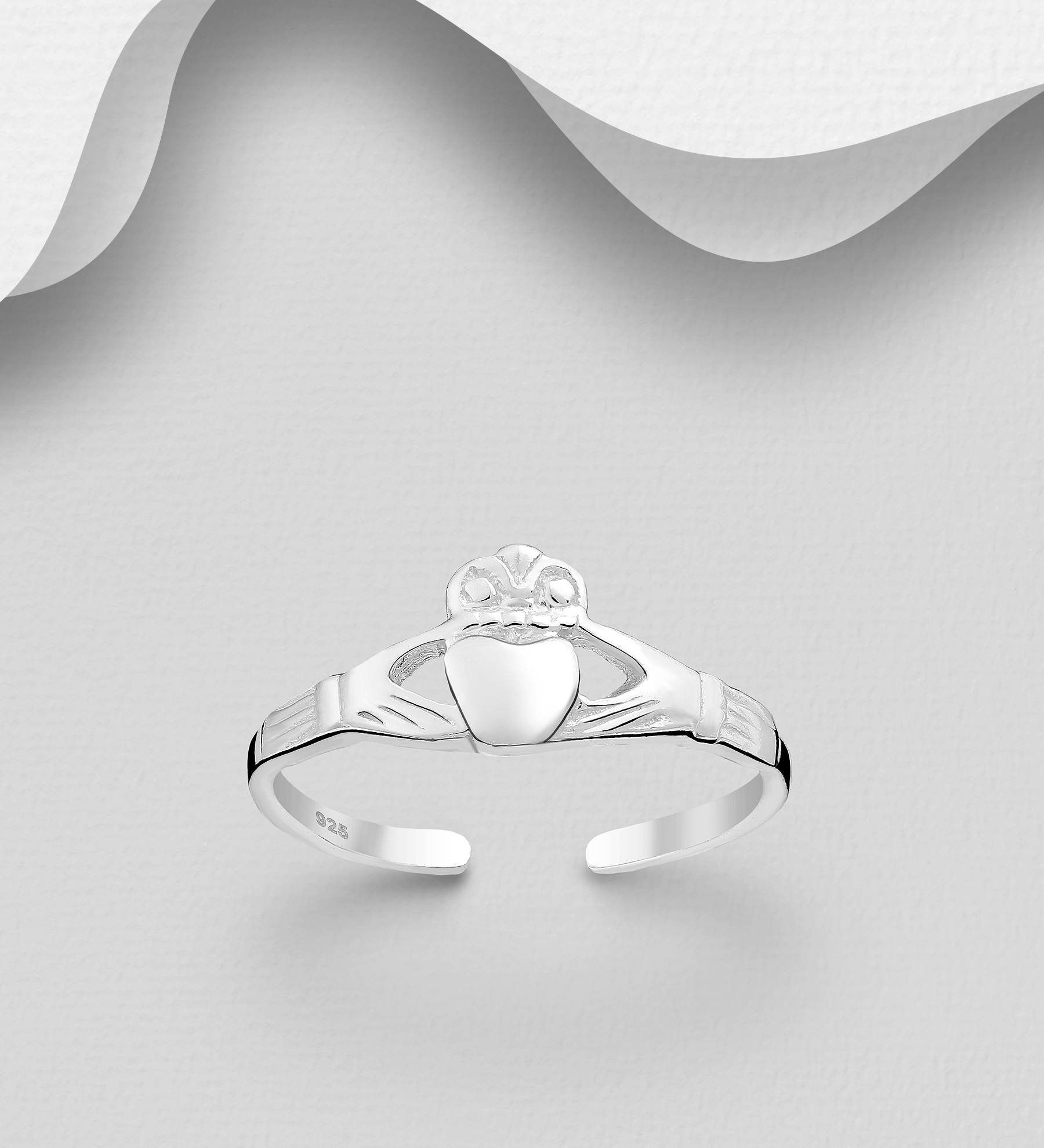 Wholesale 925 Sterling Silver Adjustable Claddagh Toe Ring - SKU #792-1141