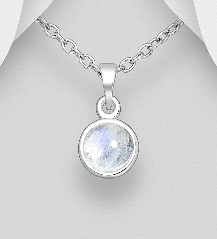 Wholesale 925 Sterling Silver Solitaire Pendant, Decorated with Moonstone - SKU #781-6863