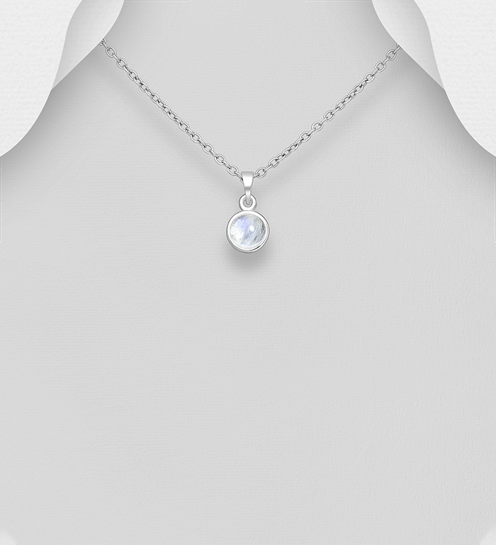 781-6863 - Wholesale 925 Sterling Silver Solitaire Pendant, Decorated with Moonstone