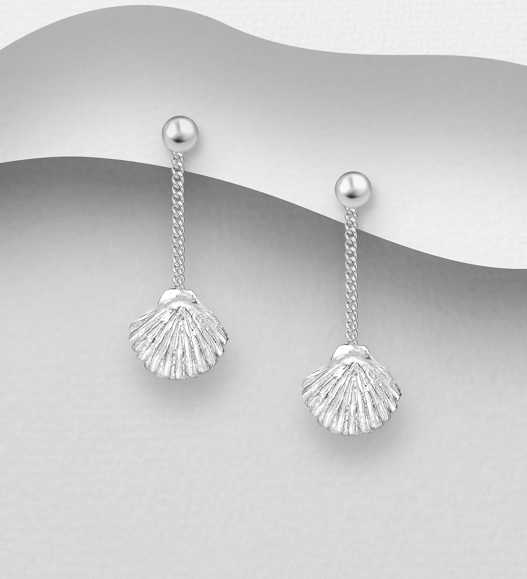 Wholesale 925 Sterling Silver Shell Push-Back Earrings - SKU #706-34257