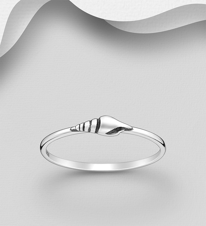 Wholesale 925 Sterling Silver Oxidized Shell Ring - SKU #1063-3454