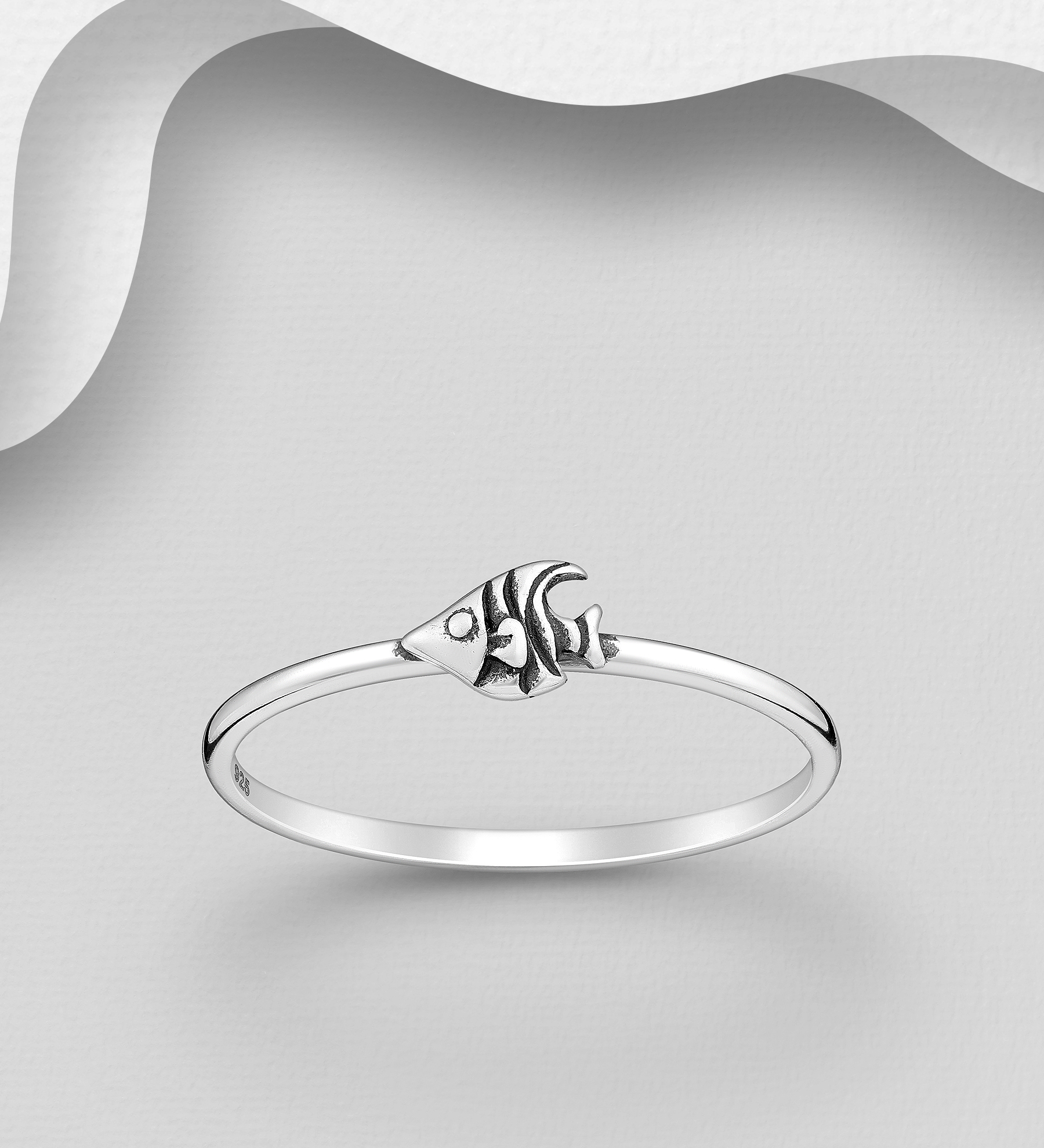 Wholesale 925 Sterling Silver Oxidized Angelfish Ring - SKU #1063-3456