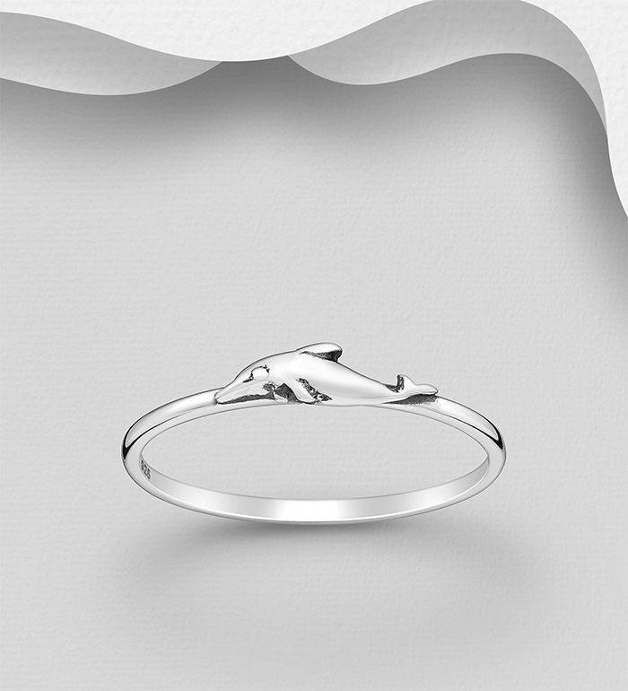 Wholesale 925 Sterling Silver Oxidized Dolphin Ring - SKU #1063-3459