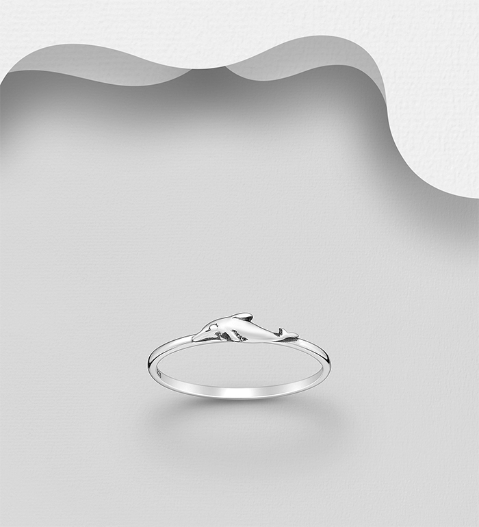 Wholesale 925 Sterling Silver Oxidized Dolphin Ring - SKU #1063-3459