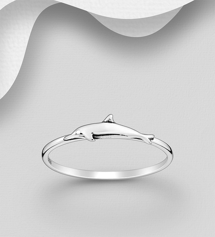 Wholesale 925 Sterling Silver Oxidized Dolphin Ring - SKU #1063-3460