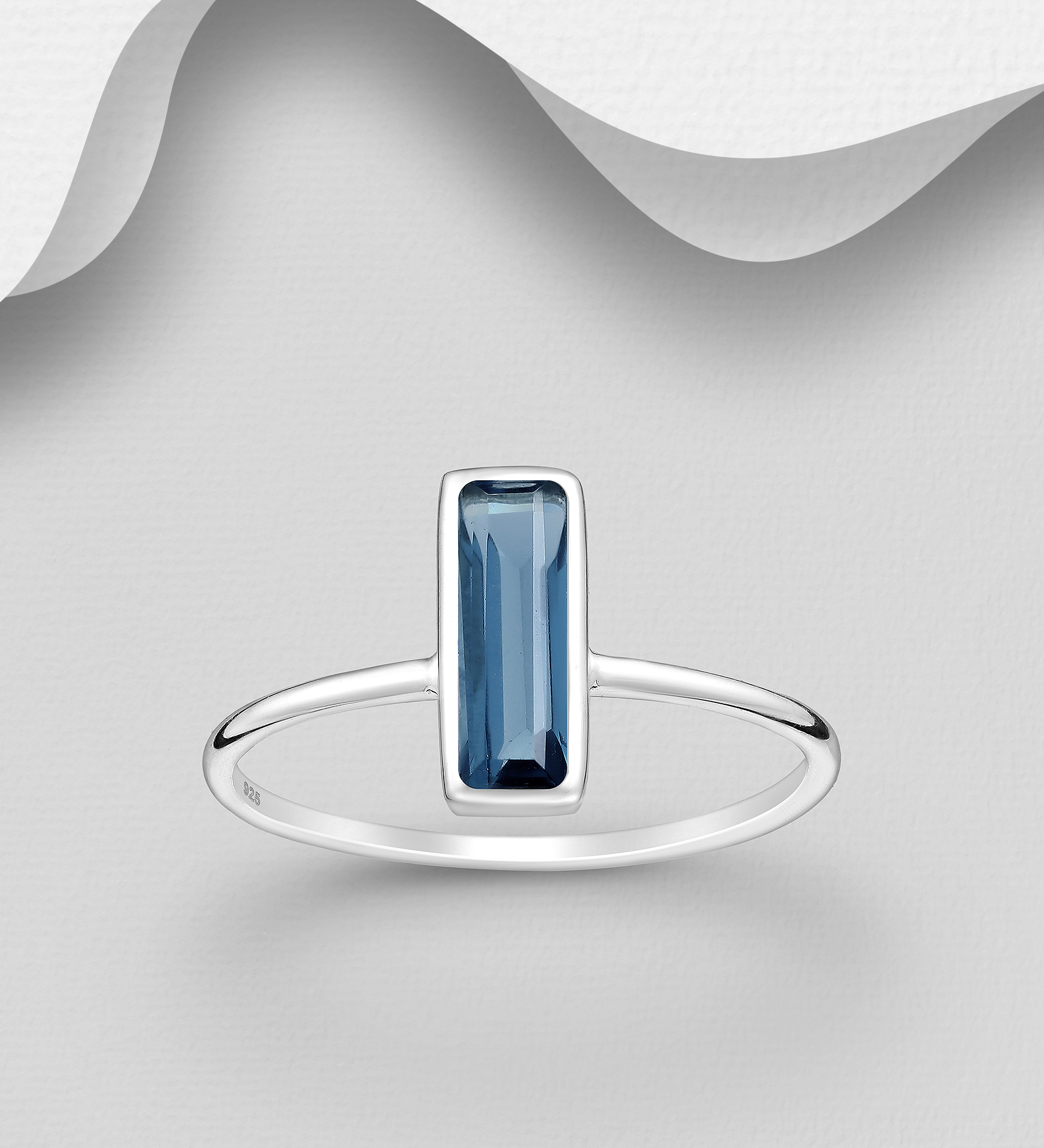 Desire by 7K - Wholesale 925 Sterling Silver Solitaire Ring, Decorated with Lab-Created lolite - SKU #2070-66D