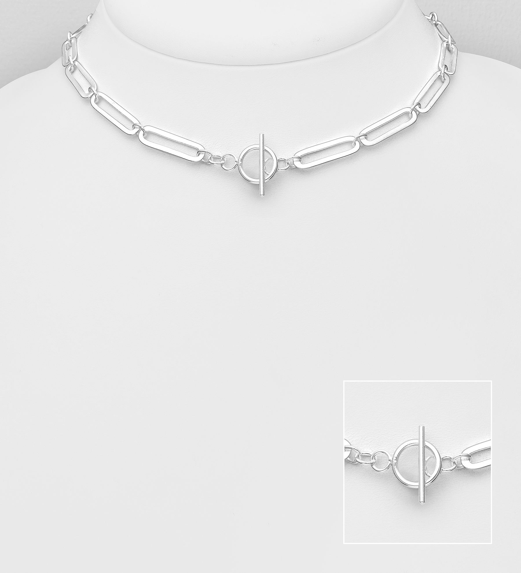 Wholesale 925 Sterling Silver Toggle Clasp Choker - SKU #706-34315