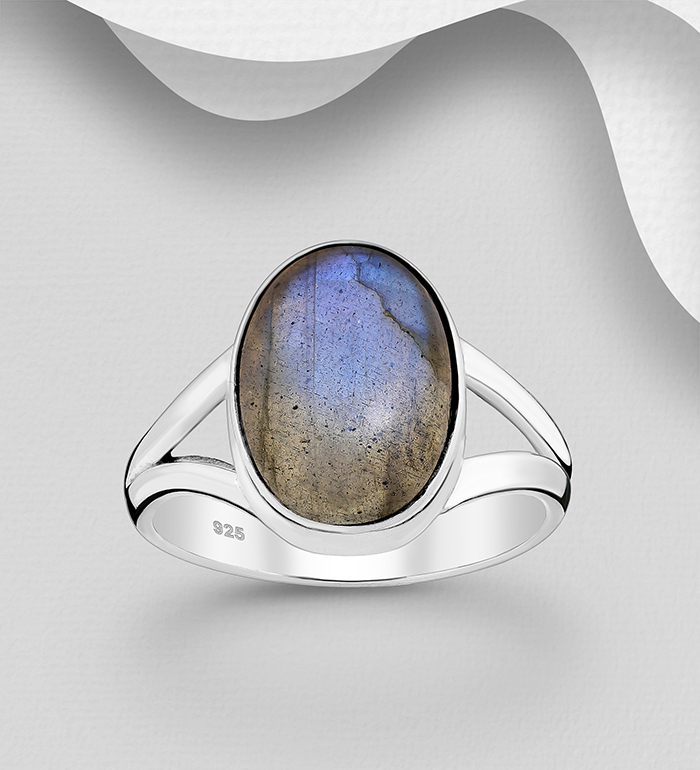 Wholesale 925 Sterling Silver Solitaire Ring, Decorated with Various Gemstones - SKU #781-6887