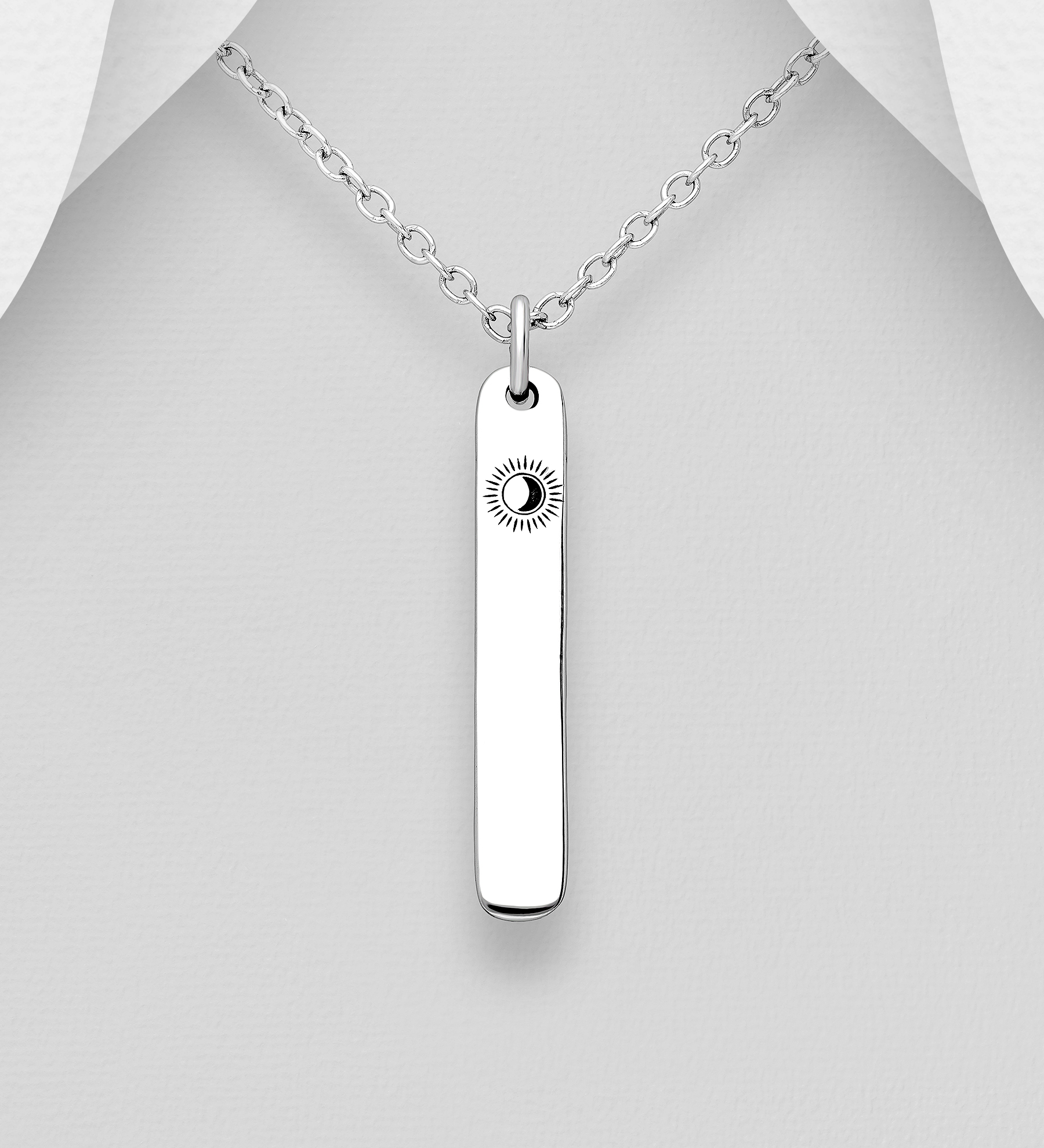Wholesale 925 Sterling Silver Oxidized Crescent Moon Pendant - SKU #1063-3492