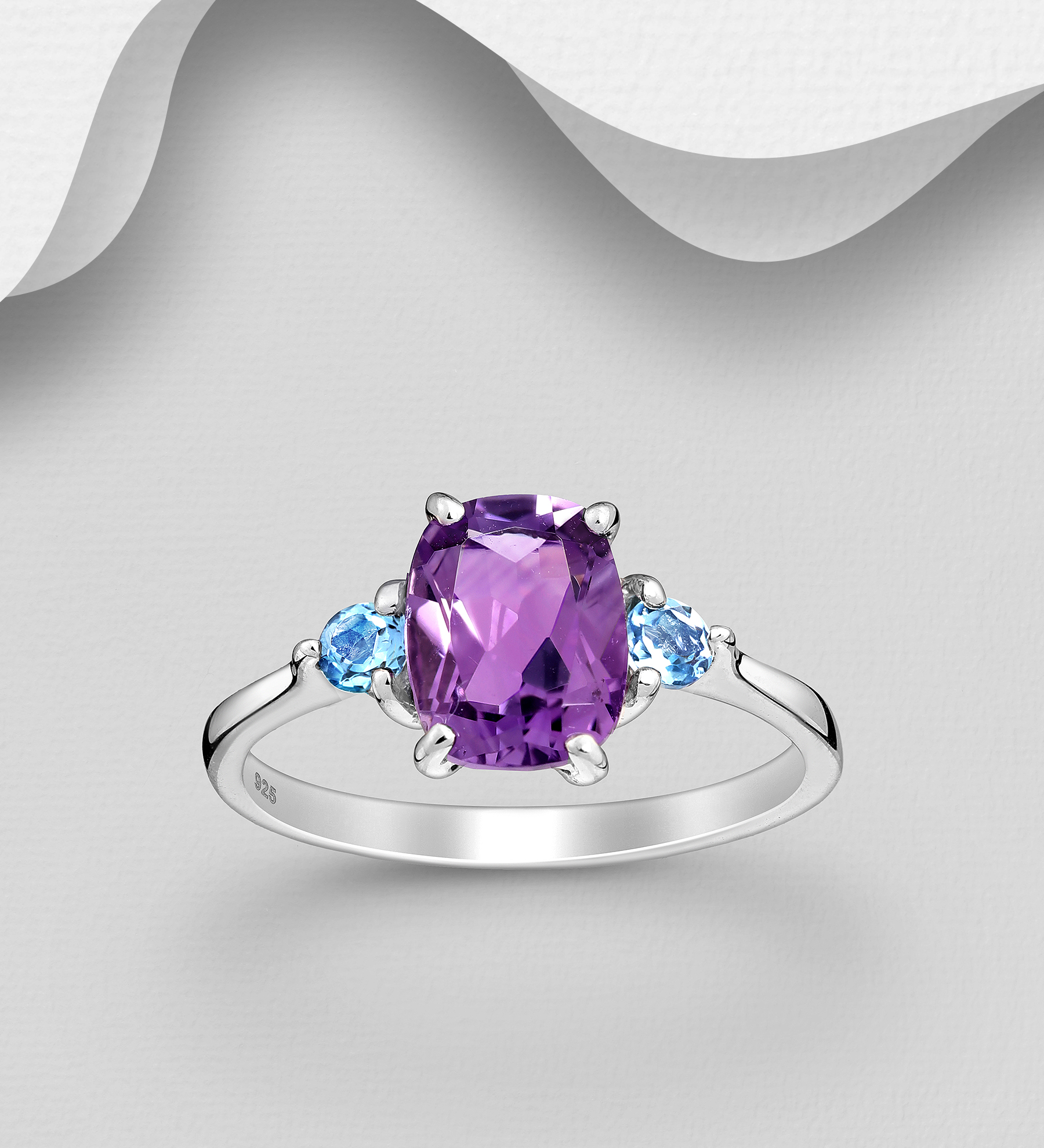 La Preciada - Wholesale 925 Sterling Silver Ring, Decorated with Various Gemstones - SKU #1181-4406