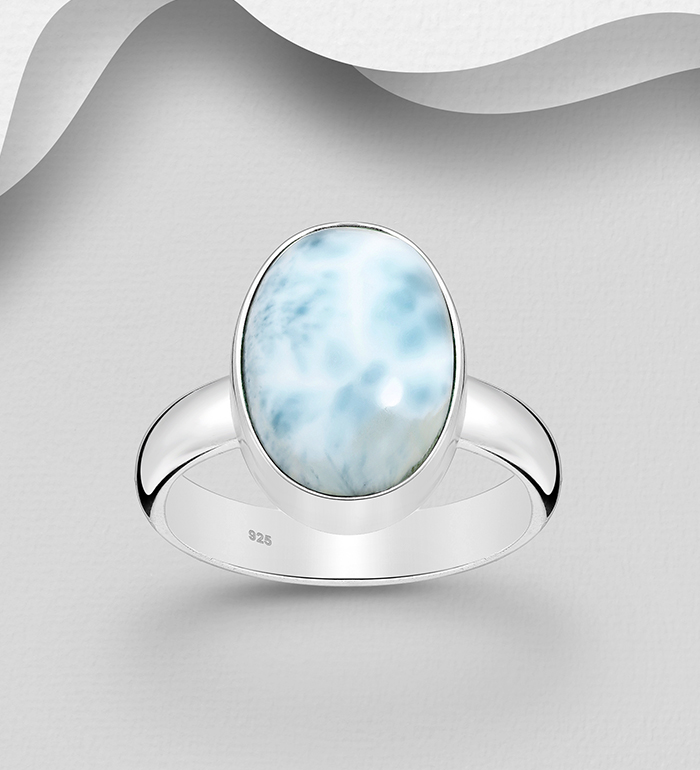 Wholesale 925 Sterling Silver Oval Ring, Decorated with Various Gemstones - SKU #781-6893