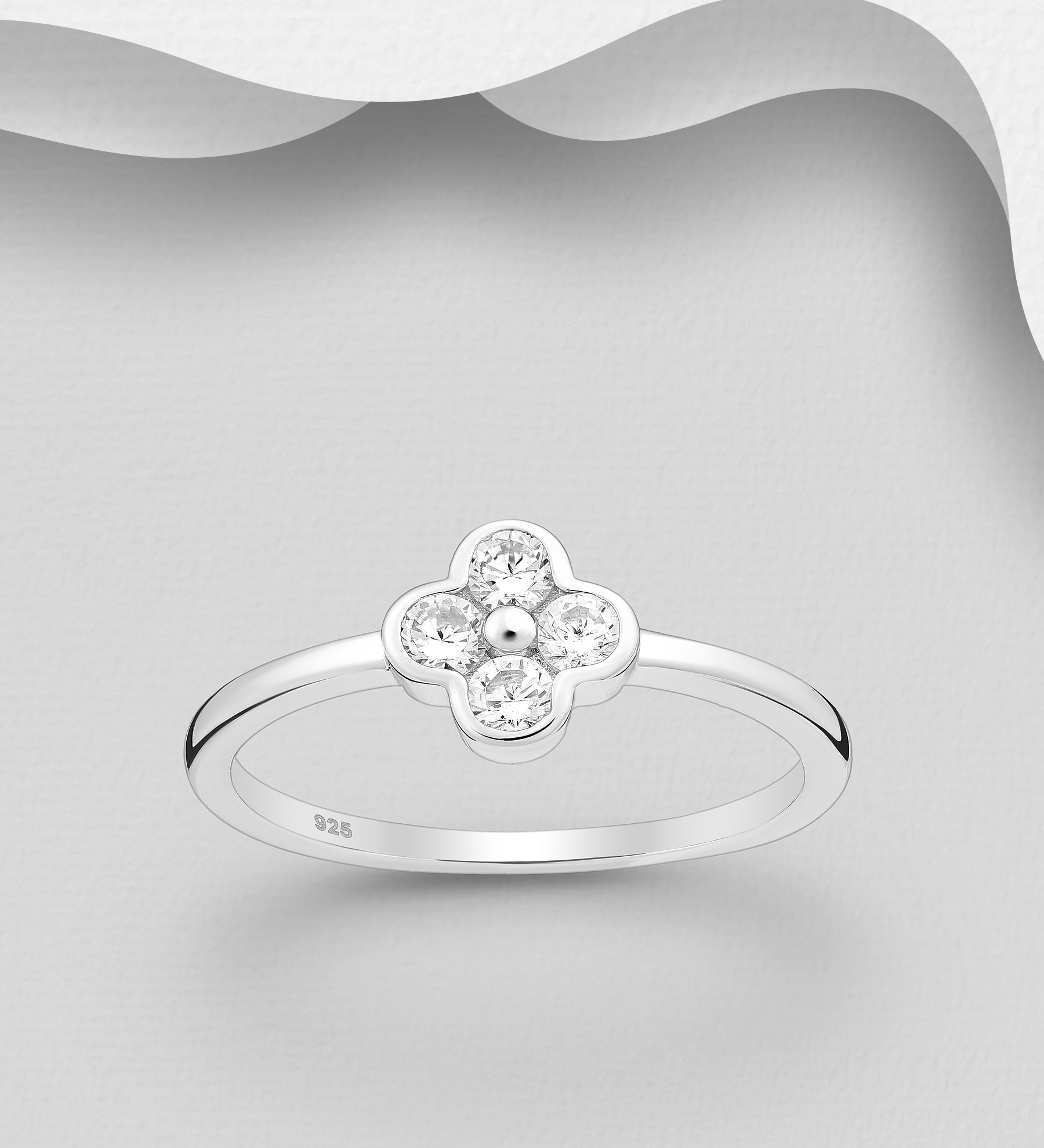 Wholesale 925 Sterling Silver Ring, Decorated with CZ Simulated Diamonds - SKU #701-26193