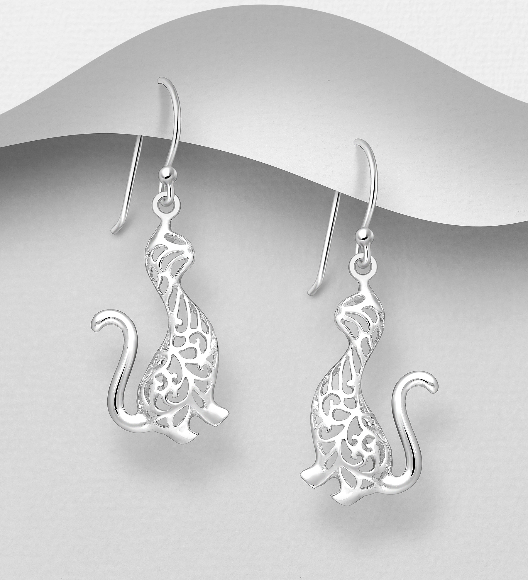 Wholesale 925 Sterling Silver Cat Hook Earrings - SKU #706-34516