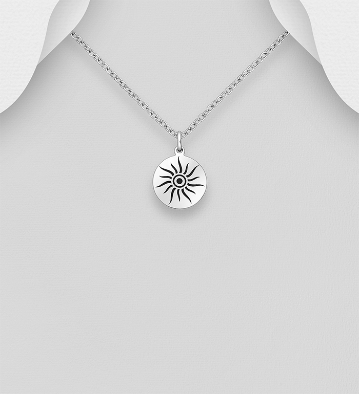 Wholesale 925 Sterling Silver Oxidized Sun Pendant - SKU #1063-3582