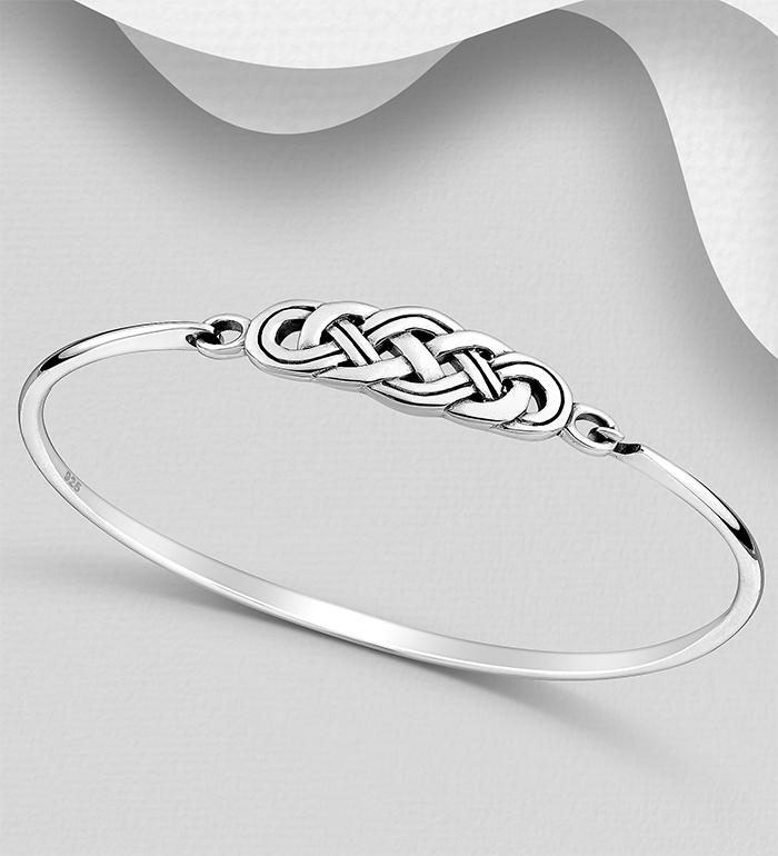 Wholesale 925 Sterling Silver Oxidized Celtic Bangle - SKU #767-1543