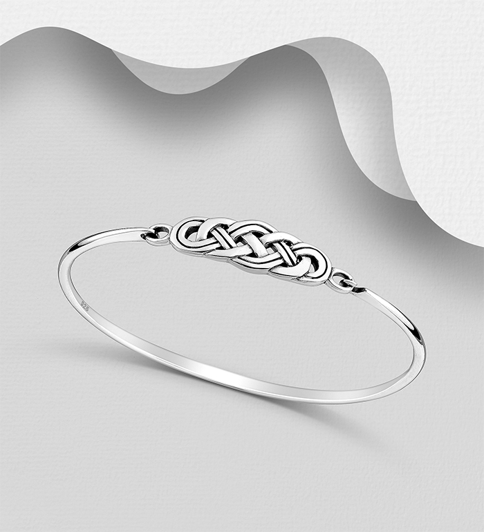 Wholesale 925 Sterling Silver Oxidized Celtic Bangle - SKU #767-1543