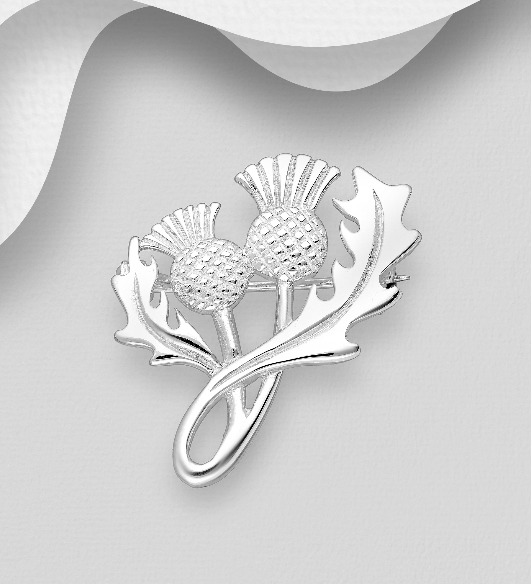 Wholesale 925 Sterling Silver Thistle Brooch - SKU #706-34592