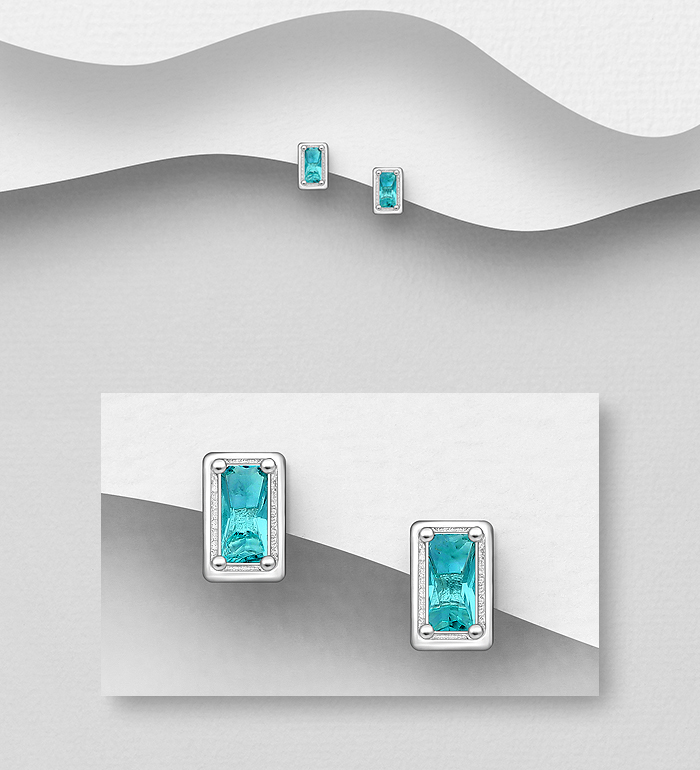 1063-3682 - Wholesale Push-Back Birthstone Push-Back Earrings, Decorated with CZ Simulated Diamonds