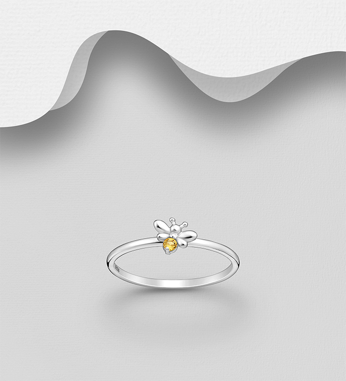 La Preciada - Wholesale 925 Sterling Silver Bee Ring, Decorated with Citrine - SKU #1063-3758