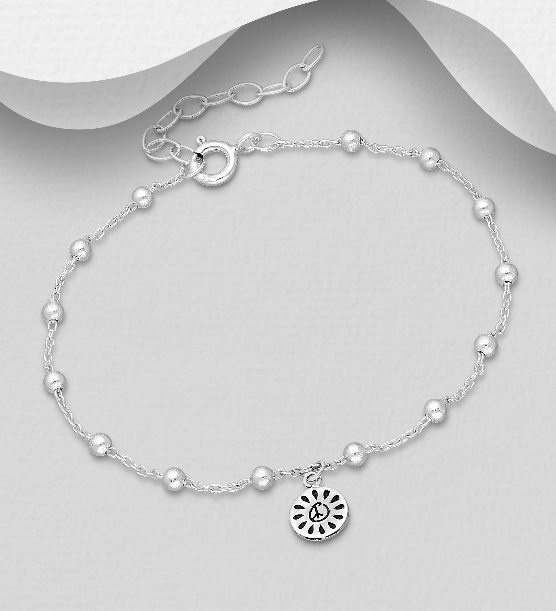 Wholesale 925 Sterling Silver Oxidized Ball Bracelet - SKU #1063-3783