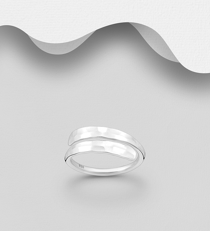 Wholesale 925 Sterling Silver Hammered Adjustable Ring - SKU #706-34972