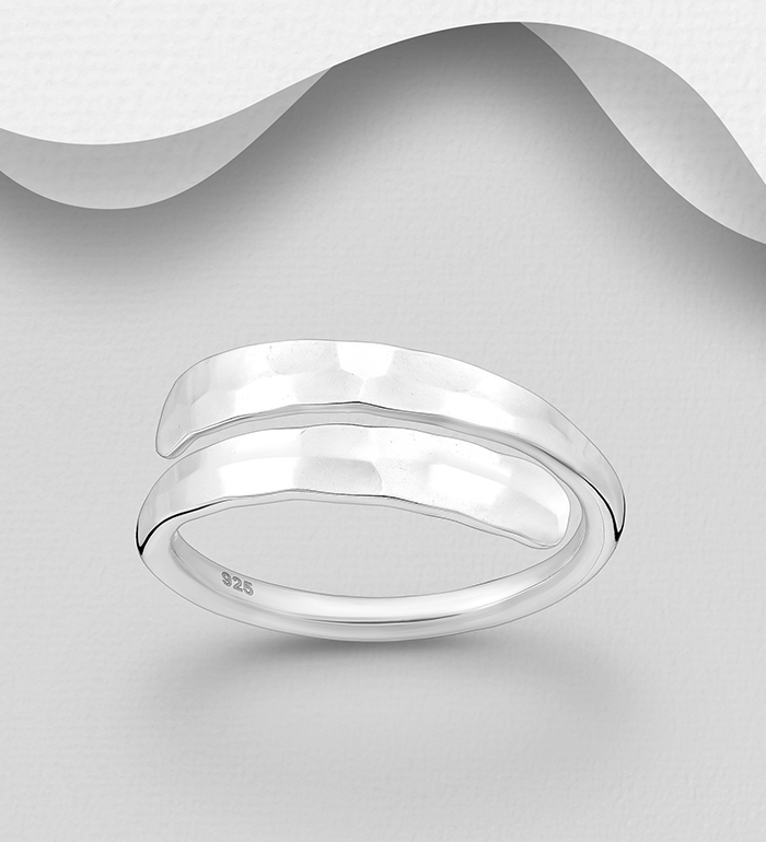 Wholesale 925 Sterling Silver Hammered Adjustable Ring - SKU #706-34972