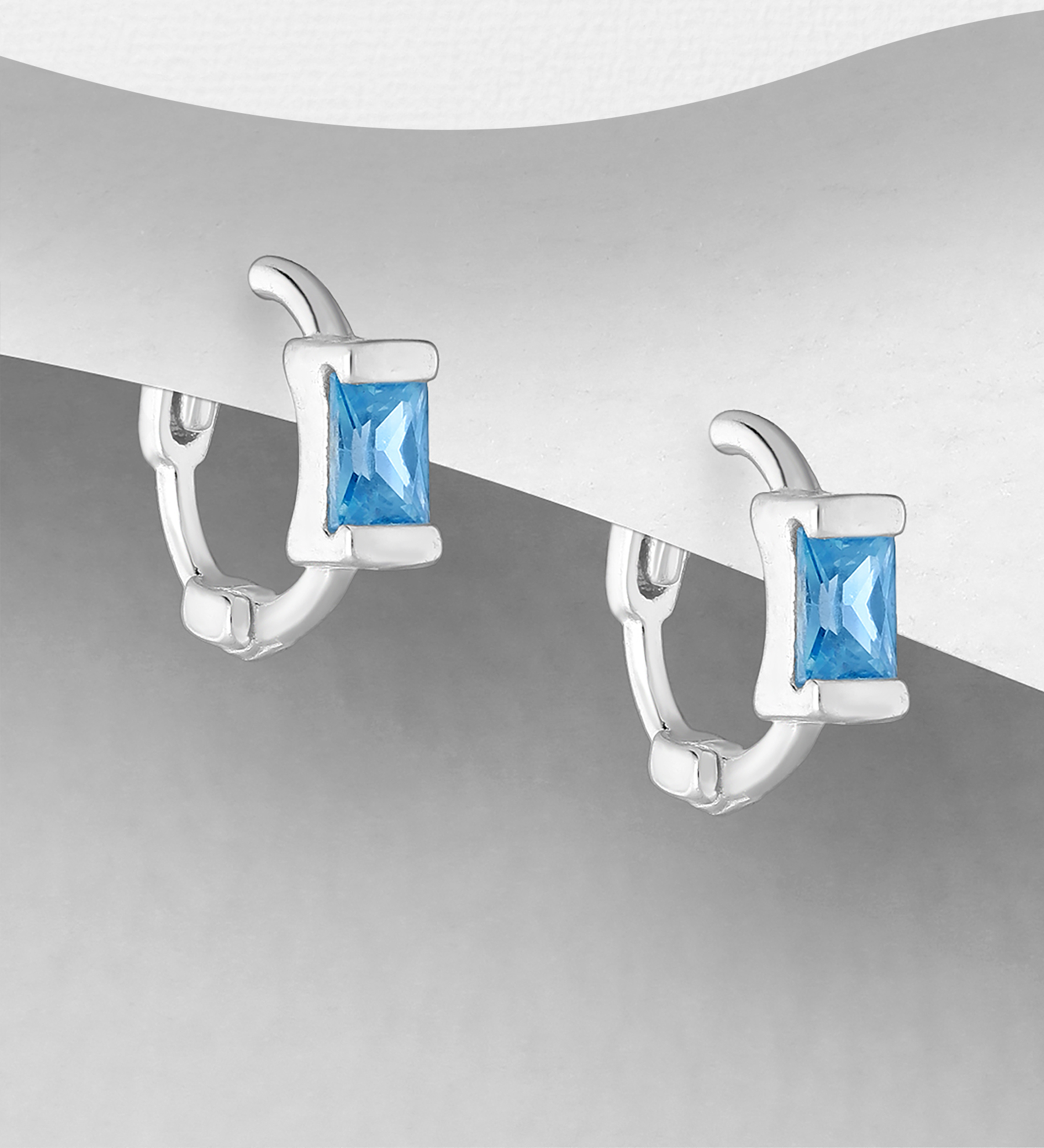 Wholesale 925 Sterling Silver Hoop Earrings, Decorated with CZ Simulated Diamonds - SKU #701-26824