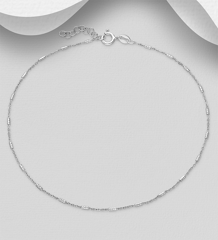 Italian Delight - Wholesale 925 Sterling Silver Anklet, 1 mm Wide, Made in Italy. - SKU #1562-451