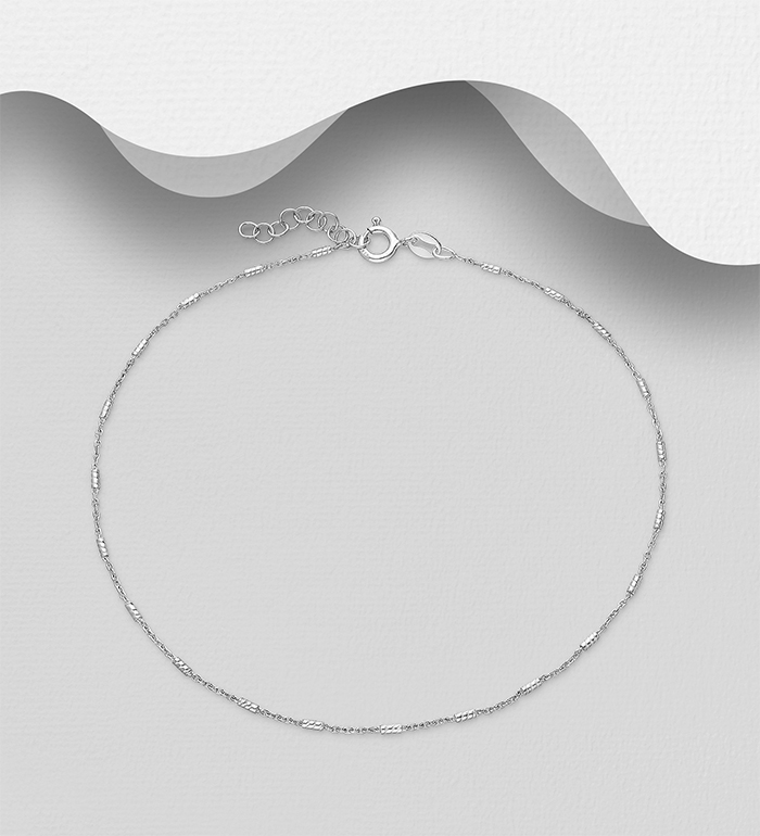 Italian Delight - Wholesale 925 Sterling Silver Anklet, 1 mm Wide, Made in Italy. - SKU #1562-451