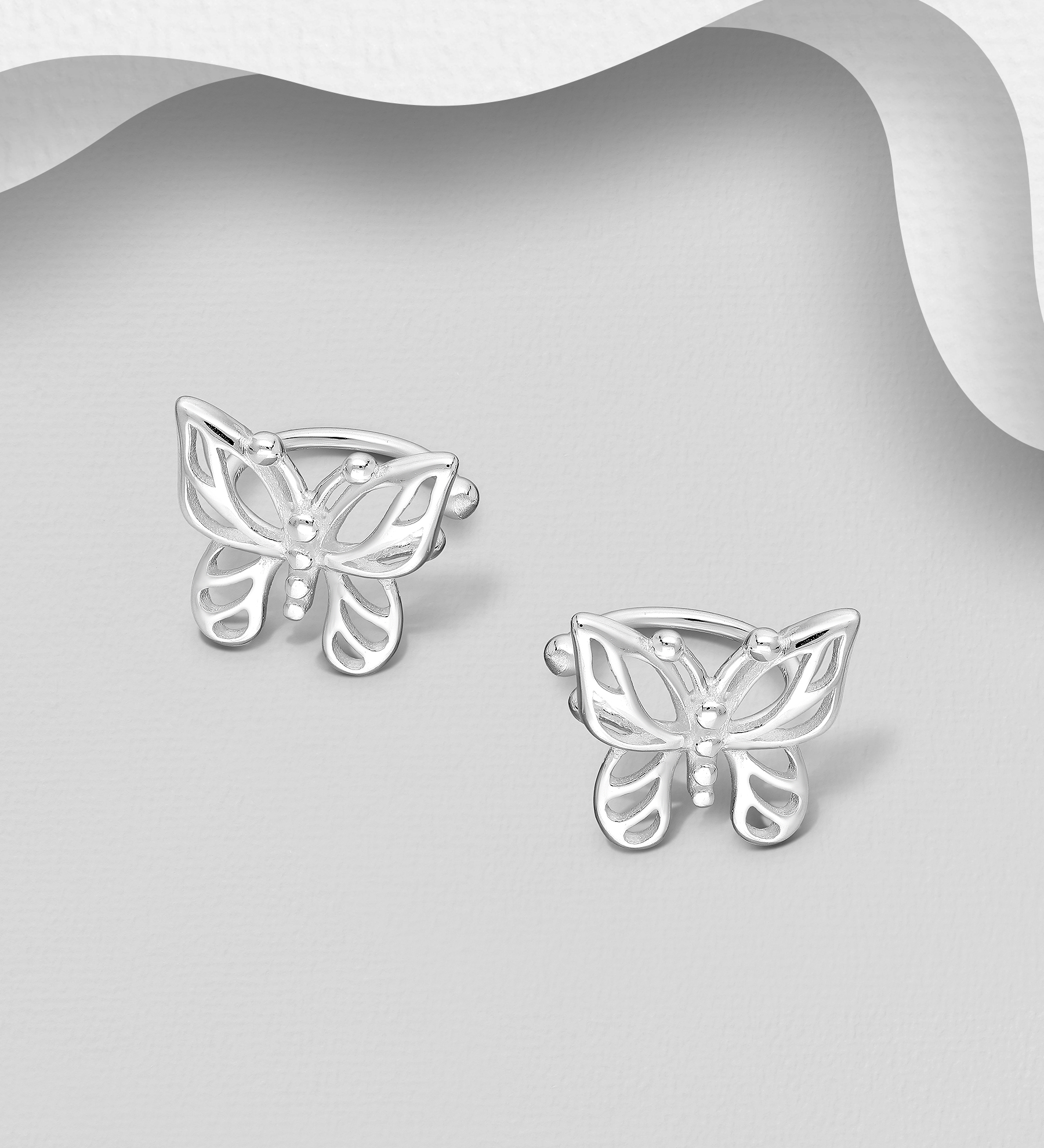 Wholesale 925 Sterling Silver Butterfly Ear Cuffs - SKU #706-35123