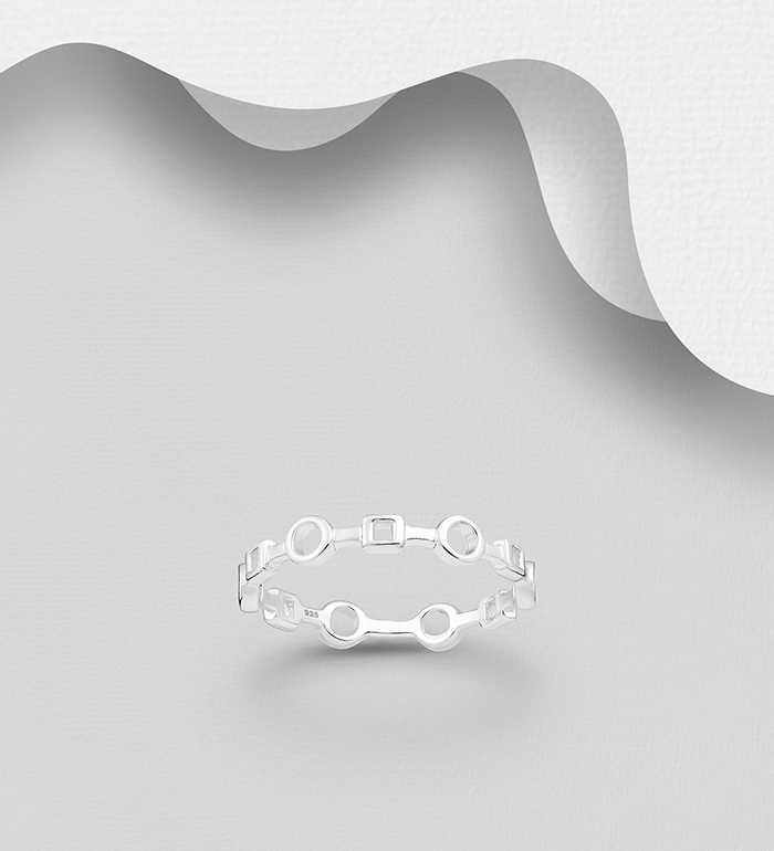 Wholesale 925 Sterling Silver Ring, Featuring Circle and Square - SKU #706-35165
