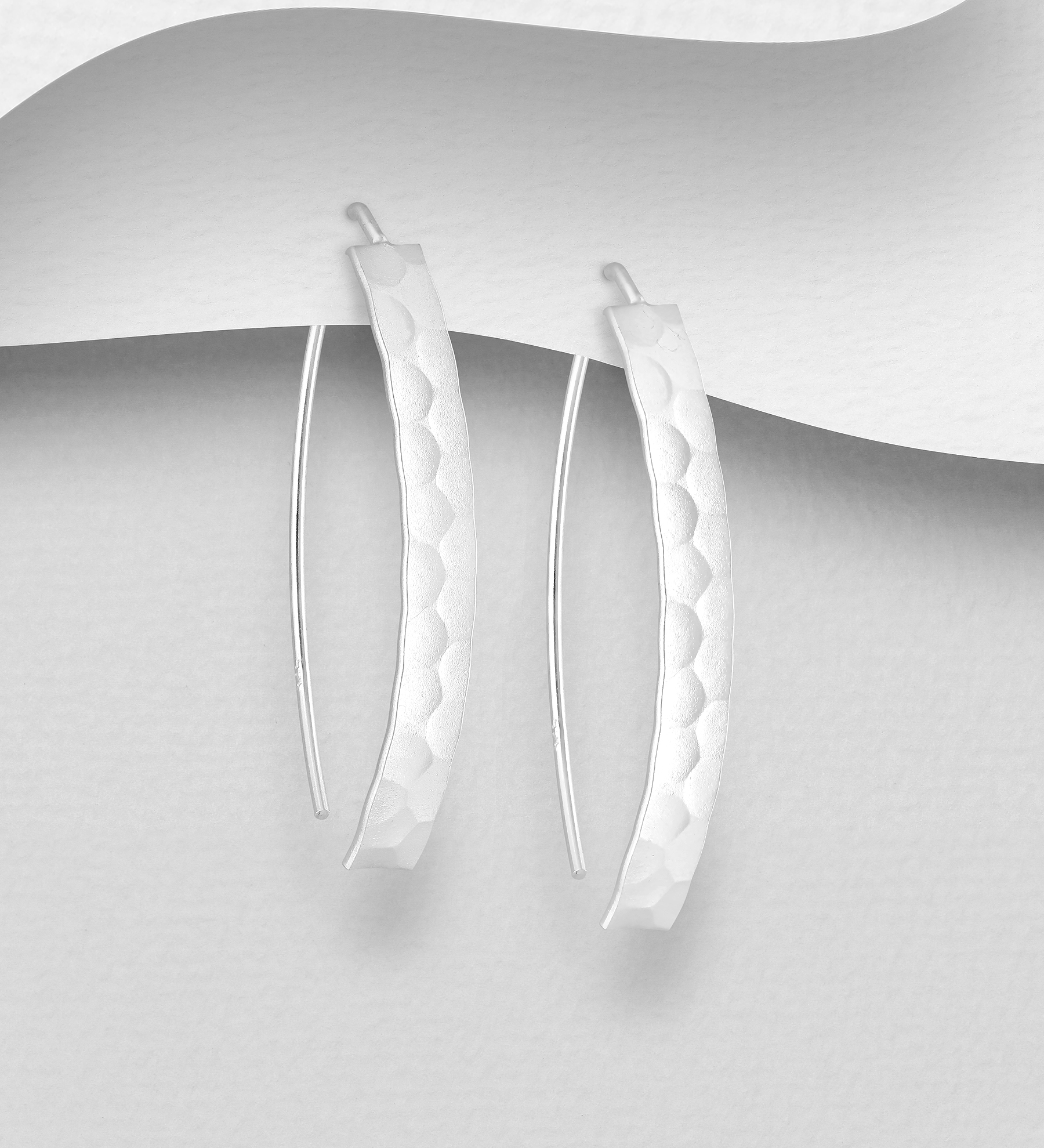 Wholesale 925 Sterling Silver Hammered Hoop Earrings - SKU #706-25376