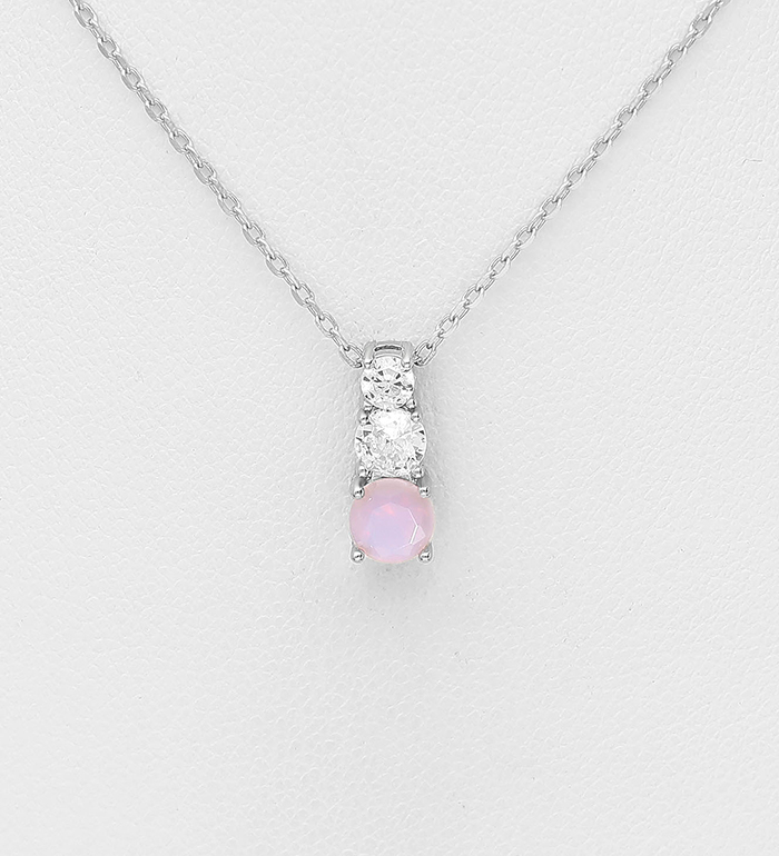 Wholesale 925 Sterling Silver Necklace, Decorated with CZ Simulated Diamonds - SKU #701-27135