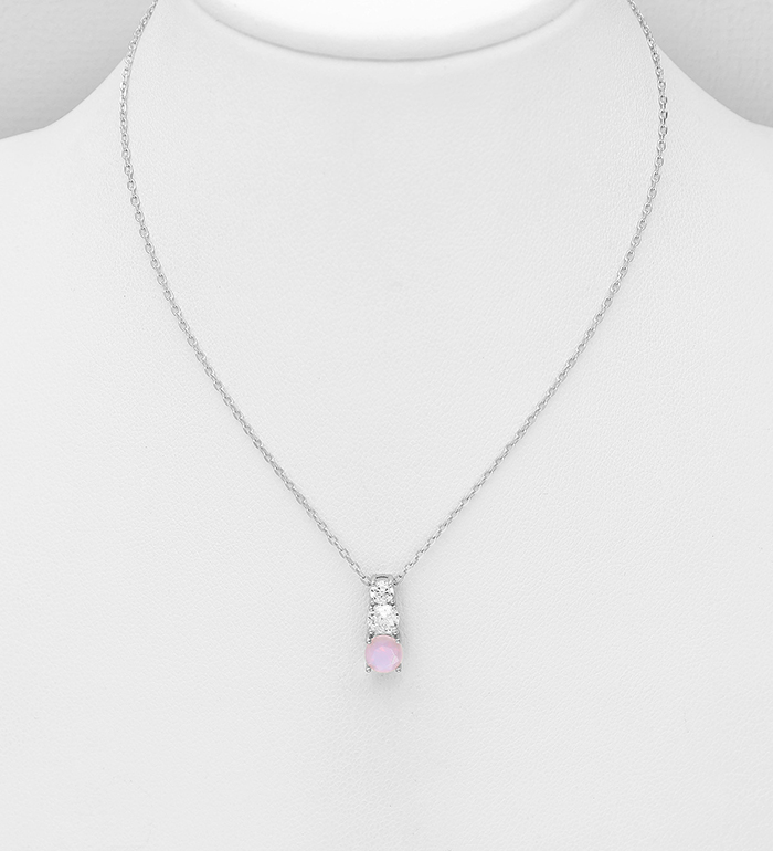 Wholesale 925 Sterling Silver Necklace, Decorated with CZ Simulated Diamonds - SKU #701-27135