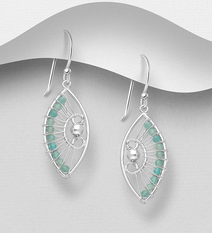 Wholesale 925 Sterling Silver Hook Earrings, Beaded with Amazonite - SKU #781-7173A