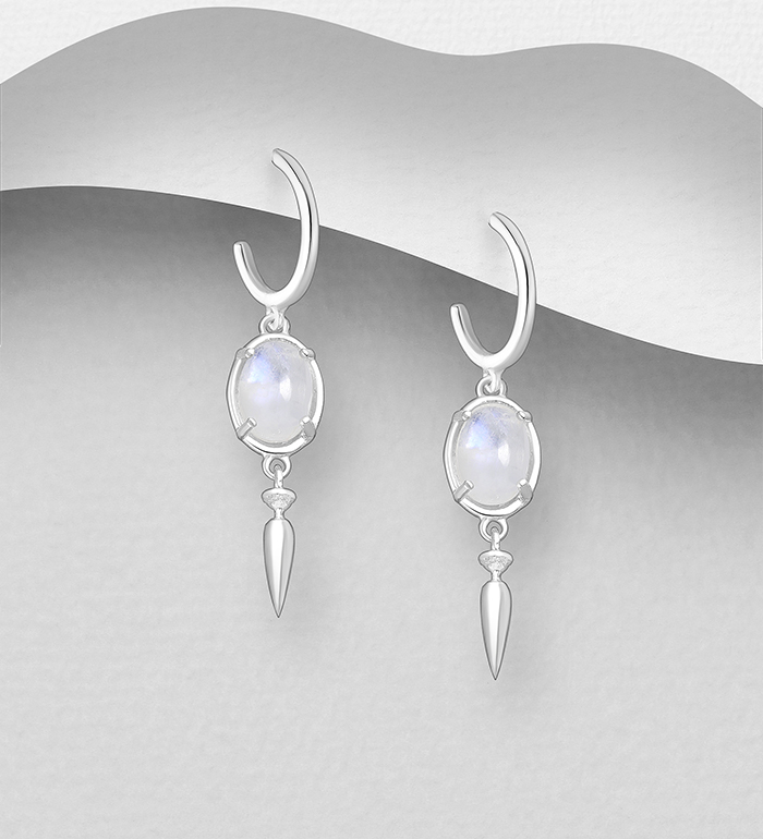 Wholesale 925 Sterling Silver Hook Earrings, Decorated with Various Gemstones - SKU #1063-3919