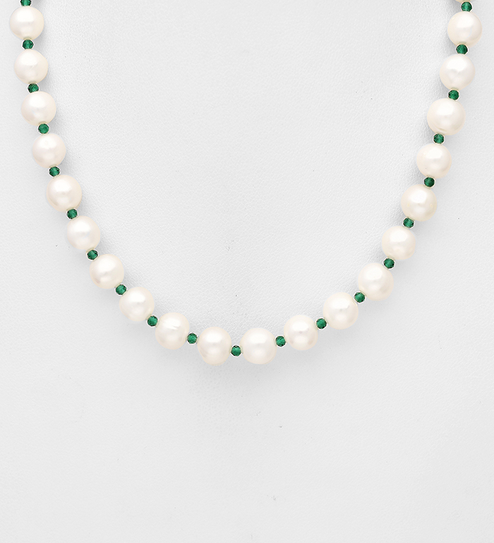 Wholesale Necklace, Beaded with Freshwater Pearls and Gemstone Beads - SKU #727-4430