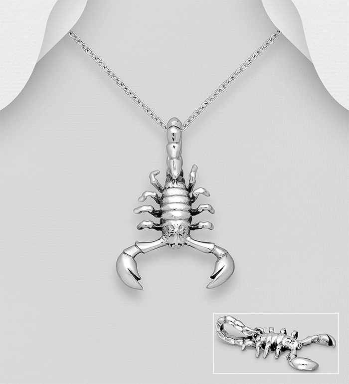 Wholesale 925 Sterling Silver Oxidized Scorpion Pendant - SKU #1563-1044