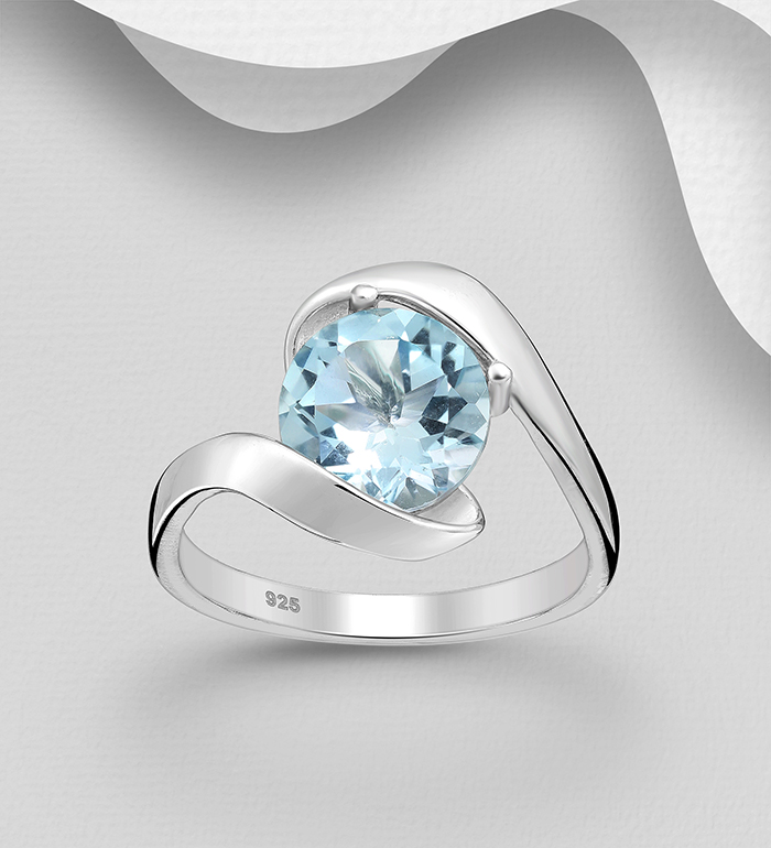 La Preciada - Wholesale 925 Sterling Silver Ring, Decorated with Sky-Blue Topaz - SKU #1181-4741A