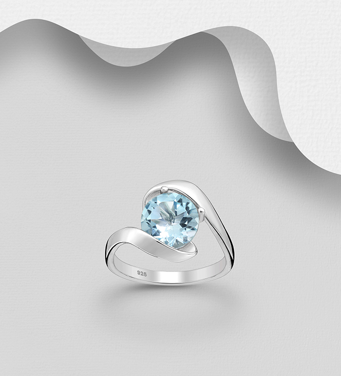 La Preciada - Wholesale 925 Sterling Silver Ring, Decorated with Sky-Blue Topaz - SKU #1181-4741A