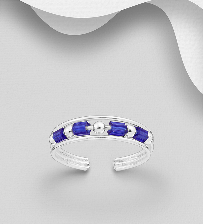 Wholesale 925 Sterling Silver Adjustable Ball Toe Ring, Beaded with Seed Beads - SKU #792-1169