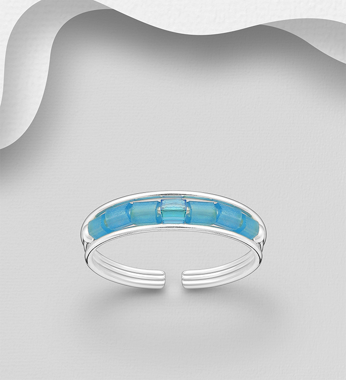 Wholesale 925 Sterling Silver Toe Ring, Decorated With Seed Beads - SKU #792-1171