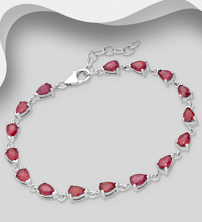 La Preciada - Wholesale 925 Sterling Silver Droplet Bracelet, Decorated with Various Gemstones - SKU #1181-4777