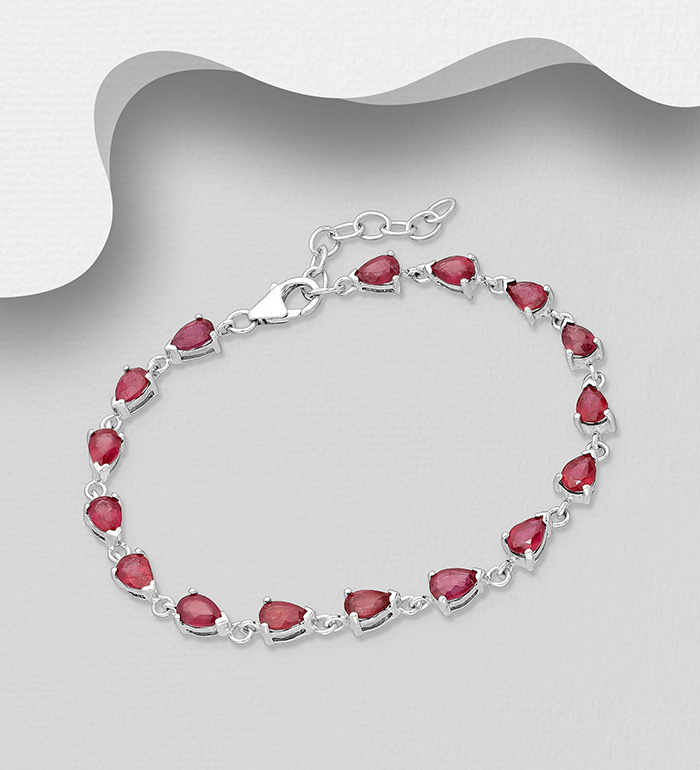 La Preciada - Wholesale 925 Sterling Silver Droplet Bracelet, Decorated with Various Gemstones - SKU #1181-4777